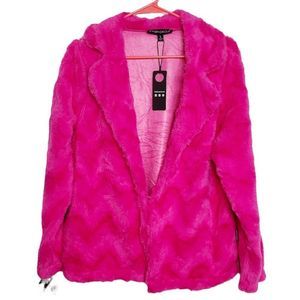 Inner Circle Soft Faux Fur Jacket Hot Pink Large